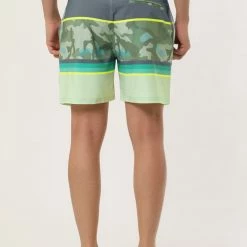 Allegra K Men's Summer Color Block Shorts Drawstring Stripe Swim Beach Board Shorts