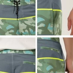 Allegra K Men's Summer Color Block Shorts Drawstring Stripe Swim Beach Board Shorts