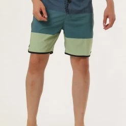 Allegra K Men's Striped Beach Shorts Color Block Swimming Drawstring Board Surfing Shorts