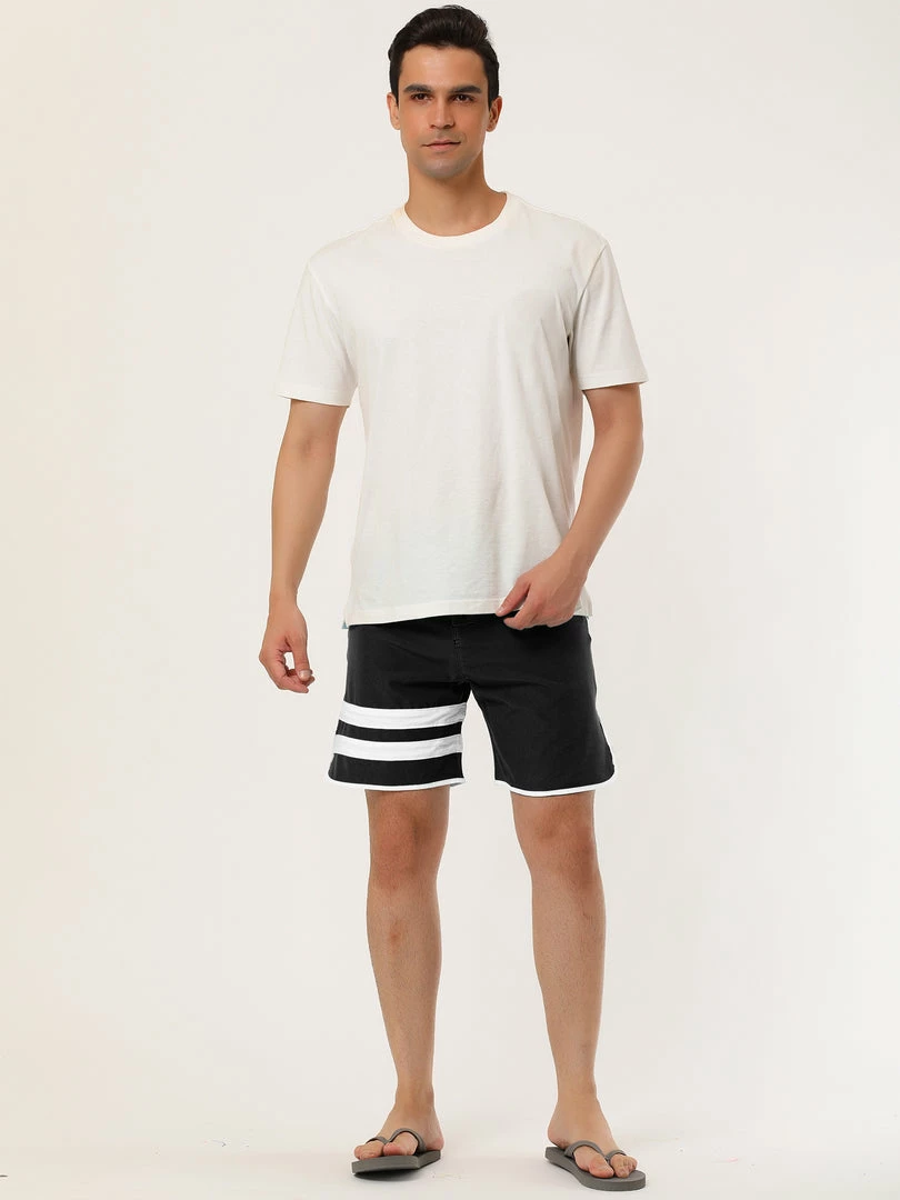 Allegra K Men's Board Shorts Summer Color Block Striped Drawstring Waist Swimwear Shorts 36 Allegra K Men's Board Shorts Summer Color Block Striped Drawstring Waist Swimwear Shorts