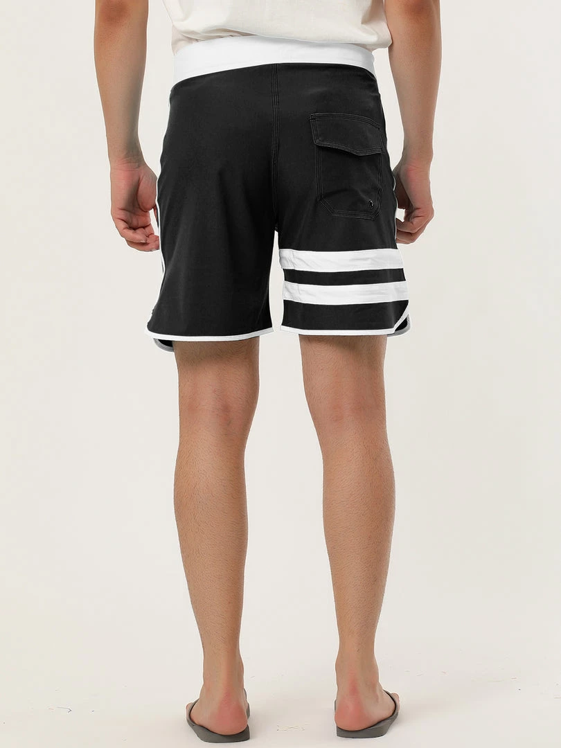 Allegra K Men's Board Shorts Summer Color Block Striped Drawstring Waist Swimwear Shorts 38 Allegra K Men's Board Shorts Summer Color Block Striped Drawstring Waist Swimwear Shorts