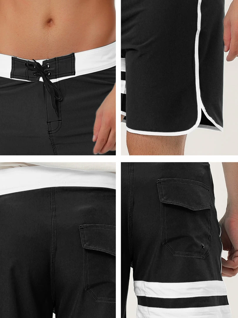 Allegra K Men's Board Shorts Summer Color Block Striped Drawstring Waist Swimwear Shorts 39 Allegra K Men's Board Shorts Summer Color Block Striped Drawstring Waist Swimwear Shorts