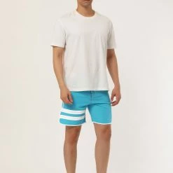Allegra K Men's Board Shorts Summer Color Block Striped Drawstring Waist Swimwear Shorts 67 Allegra K Men's Board Shorts Summer Color Block Striped Drawstring Waist Swimwear Shorts