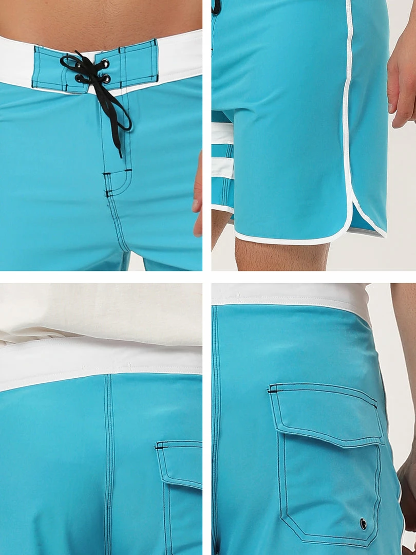 Allegra K Men's Board Shorts Summer Color Block Striped Drawstring Waist Swimwear Shorts 33 Allegra K Men's Board Shorts Summer Color Block Striped Drawstring Waist Swimwear Shorts