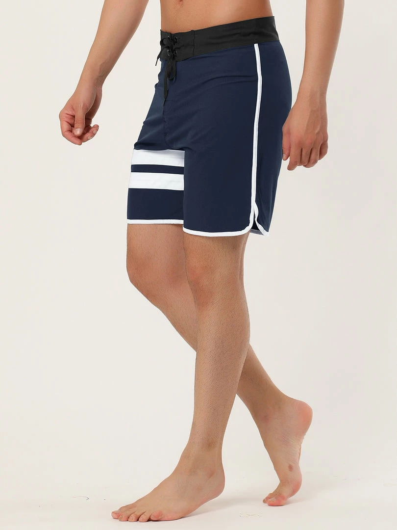 Allegra K Men's Board Shorts Summer Color Block Striped Drawstring Waist Swimwear Shorts 23 Allegra K Men's Board Shorts Summer Color Block Striped Drawstring Waist Swimwear Shorts