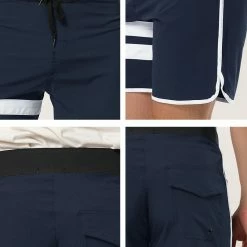 Allegra K Men's Board Shorts Summer Color Block Striped Drawstring Waist Swimwear Shorts 63 Allegra K Men's Board Shorts Summer Color Block Striped Drawstring Waist Swimwear Shorts