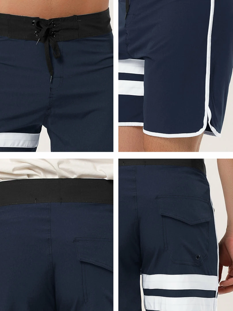 Allegra K Men's Board Shorts Summer Color Block Striped Drawstring Waist Swimwear Shorts 27 Allegra K Men's Board Shorts Summer Color Block Striped Drawstring Waist Swimwear Shorts