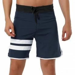 Allegra K Men's Board Shorts Summer Color Block Striped Drawstring Waist Swimwear Shorts 58 Allegra K Men's Board Shorts Summer Color Block Striped Drawstring Waist Swimwear Shorts