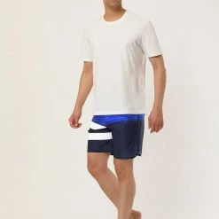 Allegra K Men's Board Shorts Summer Color Block Striped Drawstring Waist Swimwear Shorts 55 Allegra K Men's Board Shorts Summer Color Block Striped Drawstring Waist Swimwear Shorts