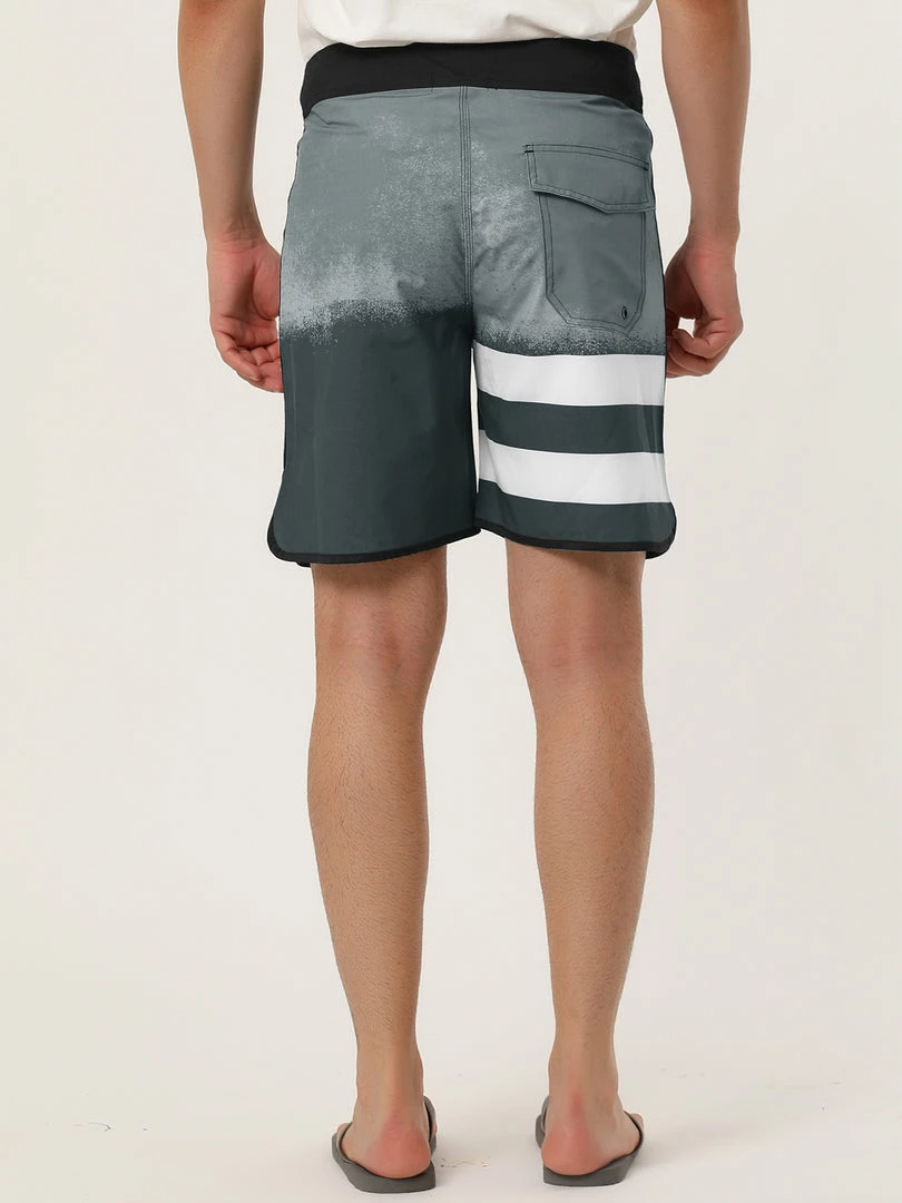 Allegra K Men's Board Shorts Summer Color Block Striped Drawstring Waist Swimwear Shorts 14 Allegra K Men's Board Shorts Summer Color Block Striped Drawstring Waist Swimwear Shorts