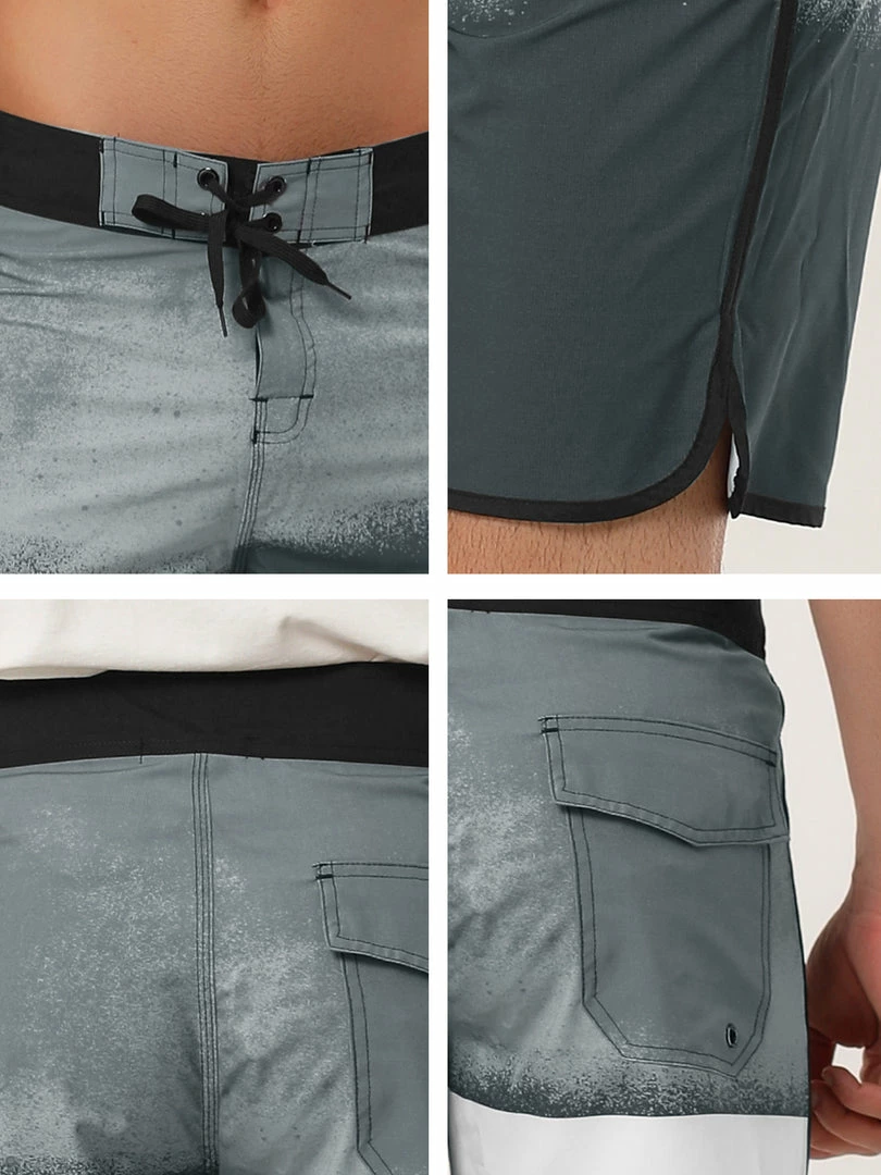 Allegra K Men's Board Shorts Summer Color Block Striped Drawstring Waist Swimwear Shorts 15 Allegra K Men's Board Shorts Summer Color Block Striped Drawstring Waist Swimwear Shorts