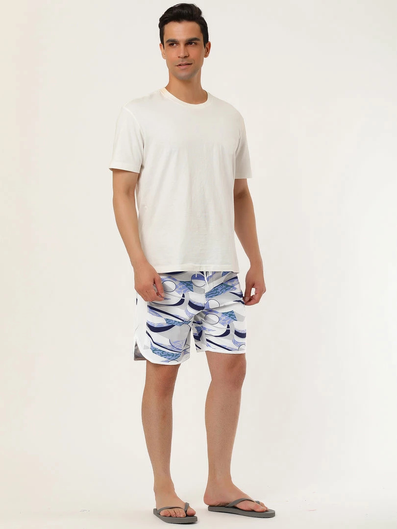 Allegra K Men's Printed Swim Shorts Summer Pattern Beach Surfing Drawstring Board Shorts 7 Allegra K Men's Printed Swim Shorts Summer Pattern Beach Surfing Drawstring Board Shorts