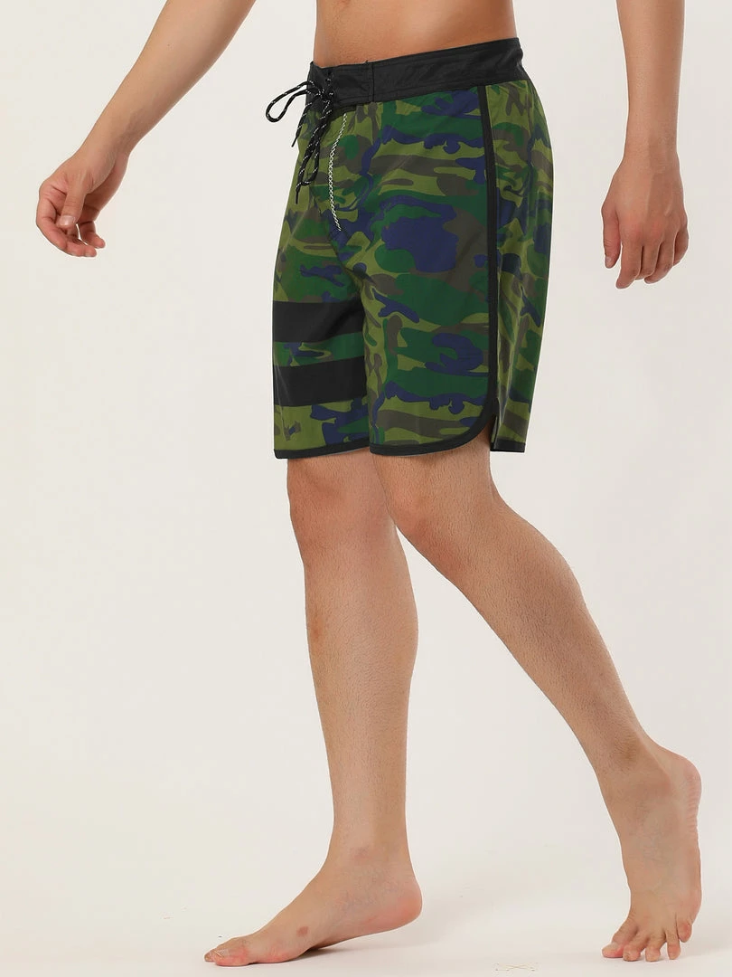 Allegra K Men's Summer Drawstring Waist Contrast Color Printed Swim Shorts 23 Allegra K Men's Summer Drawstring Waist Contrast Color Printed Swim Shorts