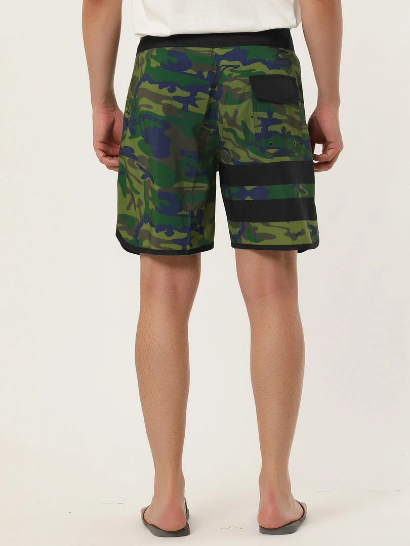 Allegra K Men's Summer Drawstring Waist Contrast Color Printed Swim Shorts 26 Allegra K Men's Summer Drawstring Waist Contrast Color Printed Swim Shorts