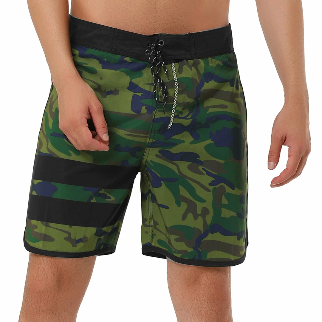 Allegra K Men's Summer Drawstring Waist Contrast Color Printed Swim Shorts 22 Allegra K Men's Summer Drawstring Waist Contrast Color Printed Swim Shorts