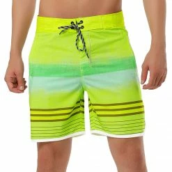 Allegra K Men's Summer Printed Drawstring Color Block Swim Beach Shorts Boardshorts