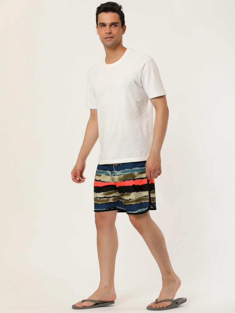 Allegra K Men's Summer Drawstring Waist Contrast Color Printed Swim Shorts 19 Allegra K Men's Summer Drawstring Waist Contrast Color Printed Swim Shorts