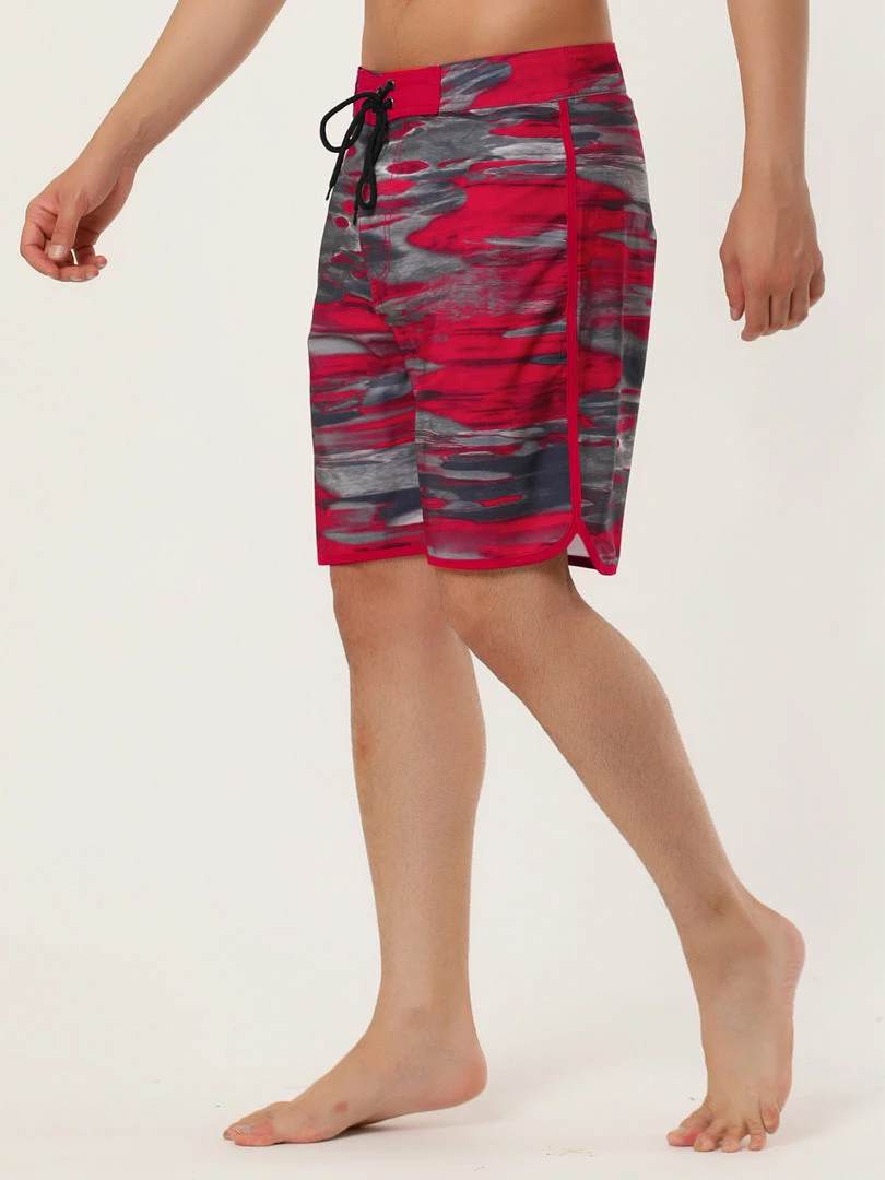 Allegra K Men's Summer Drawstring Waist Contrast Color Printed Swim Shorts 5 Allegra K Men's Summer Drawstring Waist Contrast Color Printed Swim Shorts