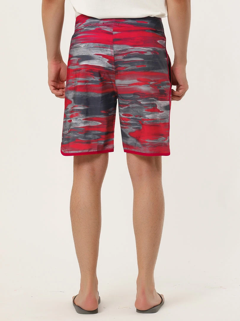 Allegra K Men's Summer Drawstring Waist Contrast Color Printed Swim Shorts 8 Allegra K Men's Summer Drawstring Waist Contrast Color Printed Swim Shorts