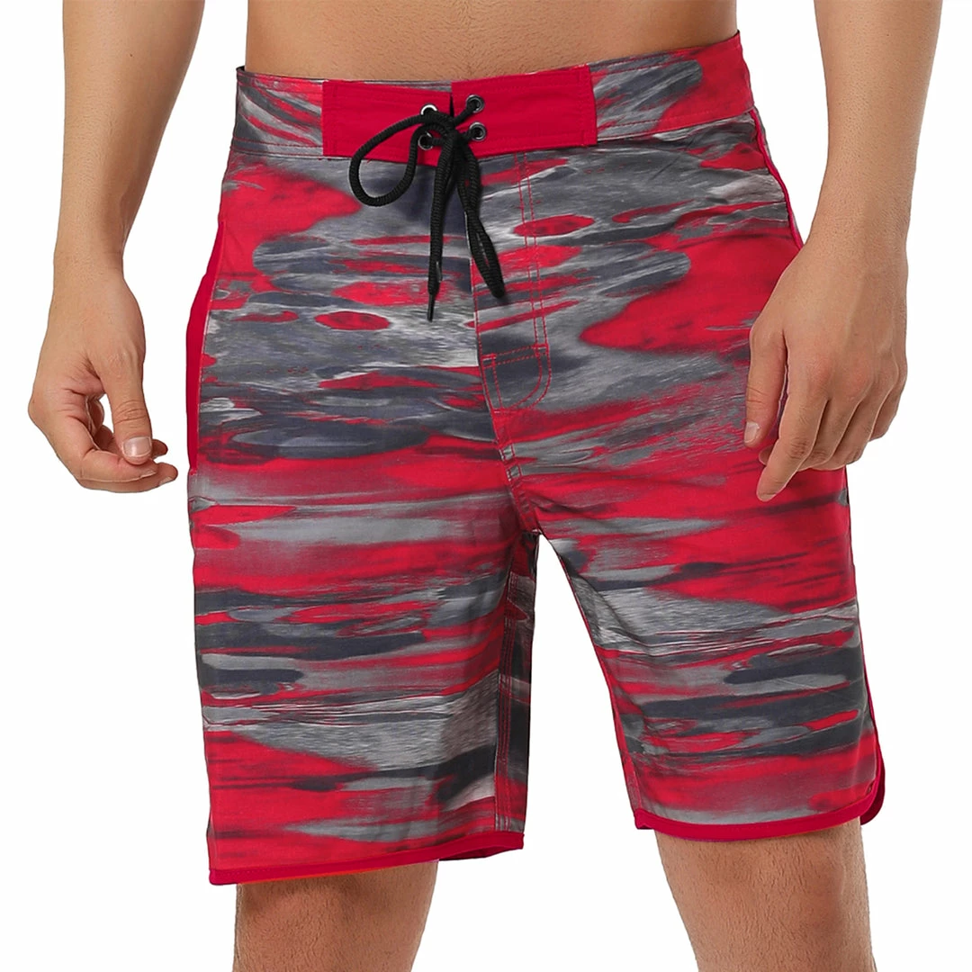 Allegra K Men's Summer Drawstring Waist Contrast Color Printed Swim Shorts 4 Allegra K Men's Summer Drawstring Waist Contrast Color Printed Swim Shorts