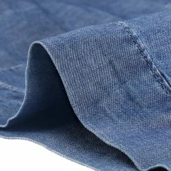 Allegra K Women's Denim Top V Neck Button Cuff Button Down Blouse