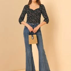 Allegra K Women's Vintage Floral Sweetheart Neck 3/4 Sleeve Chiffon Blouse Top 12 Allegra K Women's Vintage Floral Sweetheart Neck 3/4 Sleeve Chiffon Blouse Top