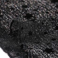 Allegra K Women's Party Tops Twist Neckline Sheer Mesh Long Sleeve Glitter Blouse