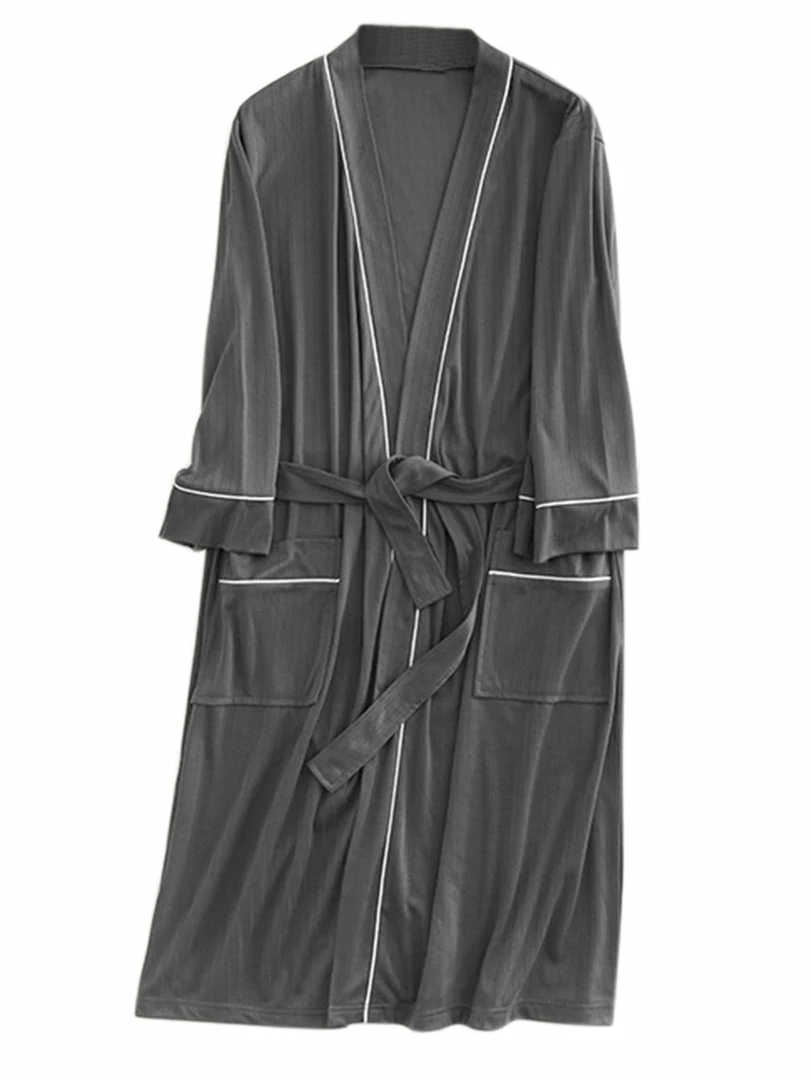 Allegra K Men's Knit Bathrobe Lightweight Sleepwear Spa Long Bathing Robe Pajamas With Belt 7 Allegra K Men's Knit Bathrobe Lightweight Sleepwear Spa Long Bathing Robe Pajamas With Belt