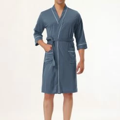 Allegra K Men's Knit Bathrobe Lightweight Sleepwear Spa Long Bathing Robe Pajamas With Belt 20 Allegra K Men's Knit Bathrobe Lightweight Sleepwear Spa Long Bathing Robe Pajamas With Belt