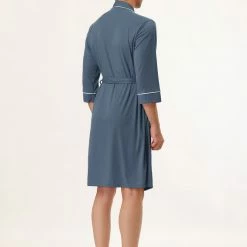 Allegra K Men's Knit Bathrobe Lightweight Sleepwear Spa Long Bathing Robe Pajamas With Belt 22 Allegra K Men's Knit Bathrobe Lightweight Sleepwear Spa Long Bathing Robe Pajamas With Belt