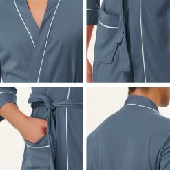 Allegra K Men's Knit Bathrobe Lightweight Sleepwear Spa Long Bathing Robe Pajamas With Belt 23 Allegra K Men's Knit Bathrobe Lightweight Sleepwear Spa Long Bathing Robe Pajamas With Belt