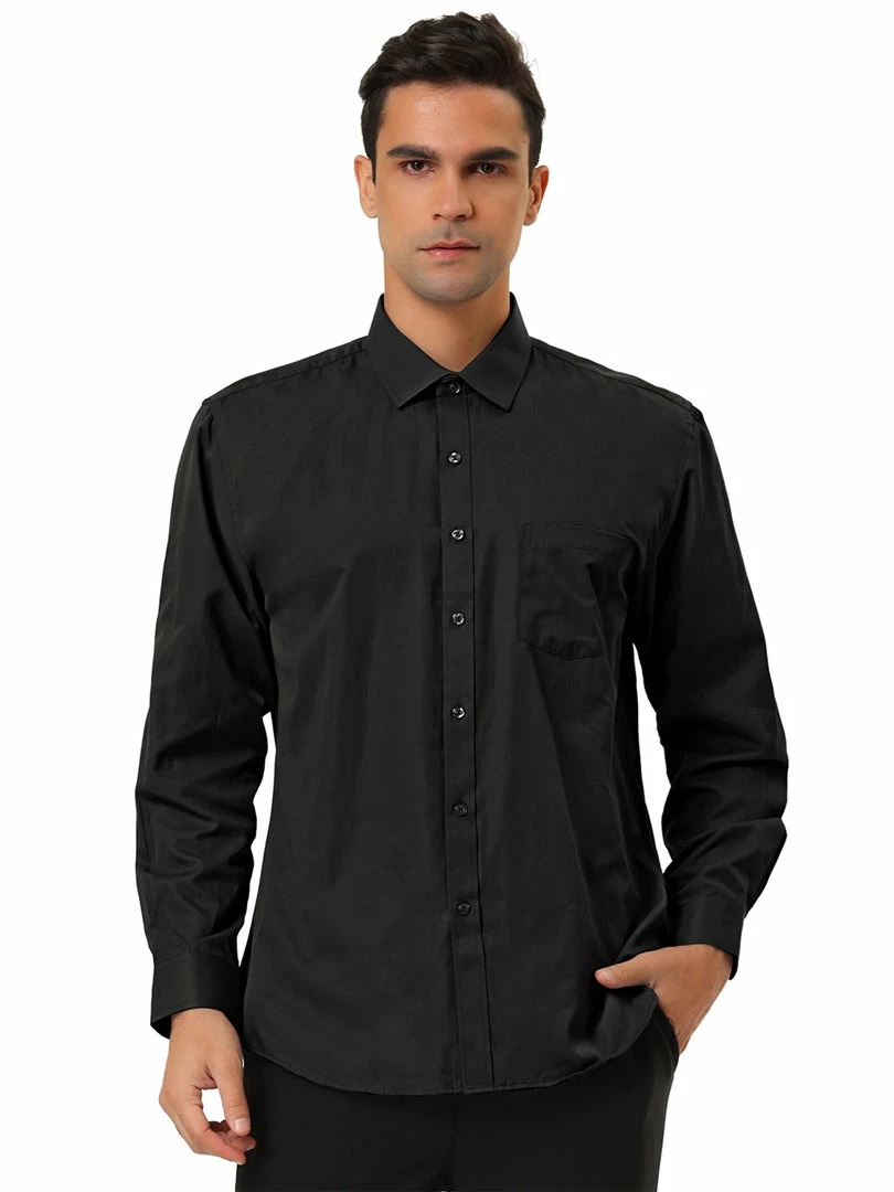 Allegra K Men's Dress Solid Shirt Regular Fit Long Sleeve Button Down Work Office Shirt 5 Allegra K Men's Dress Solid Shirt Regular Fit Long Sleeve Button Down Work Office Shirt
