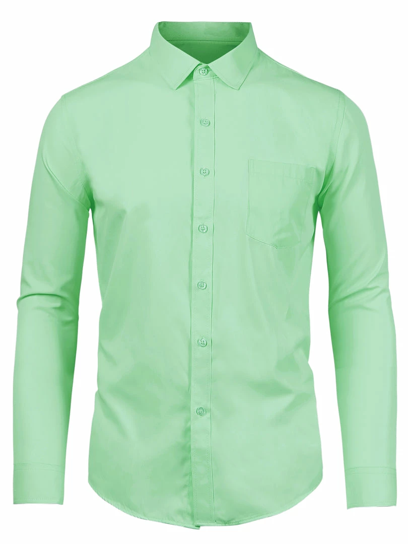 Allegra K Men's Dress Solid Shirt Regular Fit Long Sleeve Button Down Work Office Shirt 34 Allegra K Men's Dress Solid Shirt Regular Fit Long Sleeve Button Down Work Office Shirt