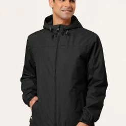 Allegra K Men's Hoodie Windbreaker Sports Hiking Cycling Lined Outdoor Drawstring Zipper Jackets 77 Allegra K Men's Hoodie Windbreaker Sports Hiking Cycling Lined Outdoor Drawstring Zipper Jackets