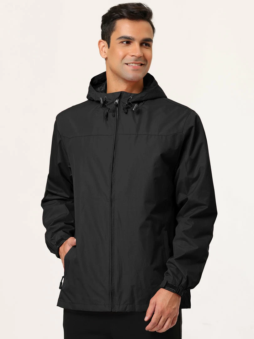 Allegra K Men's Hoodie Windbreaker Sports Hiking Cycling Lined Outdoor Drawstring Zipper Jackets 29 Allegra K Men's Hoodie Windbreaker Sports Hiking Cycling Lined Outdoor Drawstring Zipper Jackets