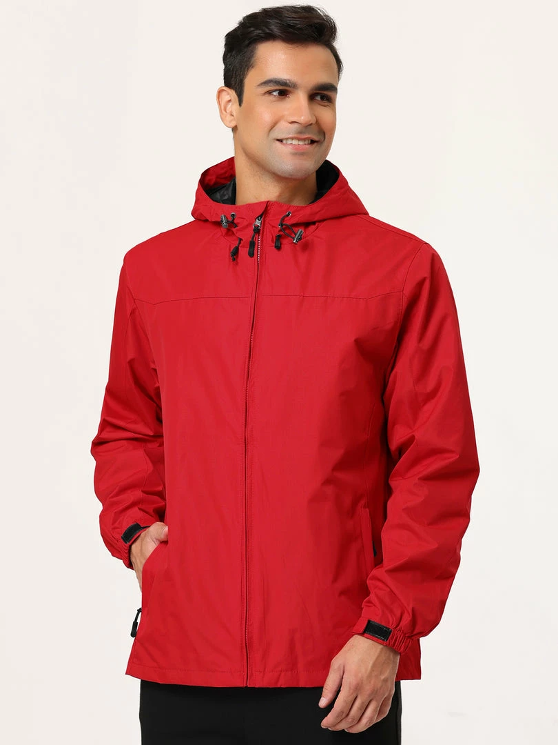 Allegra K Men's Hoodie Windbreaker Sports Hiking Cycling Lined Outdoor Drawstring Zipper Jackets 5 Allegra K Men's Hoodie Windbreaker Sports Hiking Cycling Lined Outdoor Drawstring Zipper Jackets