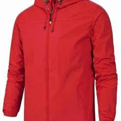 Allegra K Men's Hoodie Windbreaker Sports Hiking Cycling Lined Outdoor Drawstring Zipper Jackets