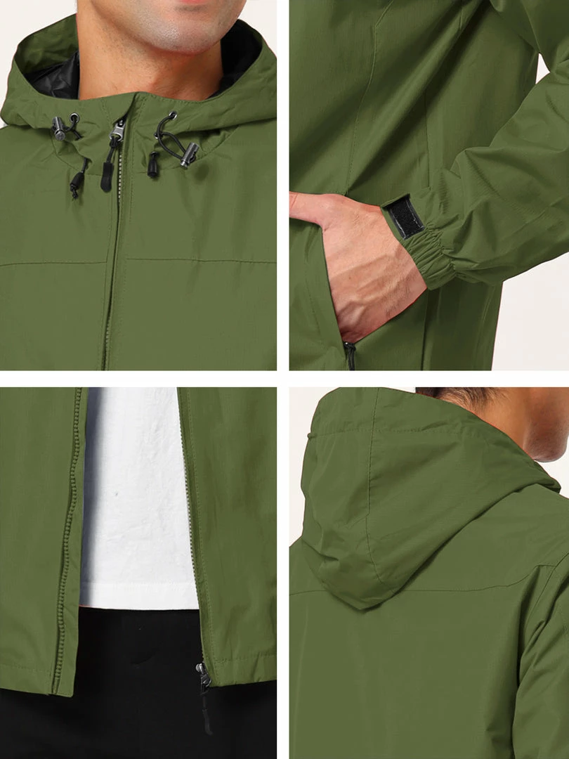 Allegra K Men's Hoodie Windbreaker Sports Hiking Cycling Lined Outdoor Drawstring Zipper Jackets 45 Allegra K Men's Hoodie Windbreaker Sports Hiking Cycling Lined Outdoor Drawstring Zipper Jackets