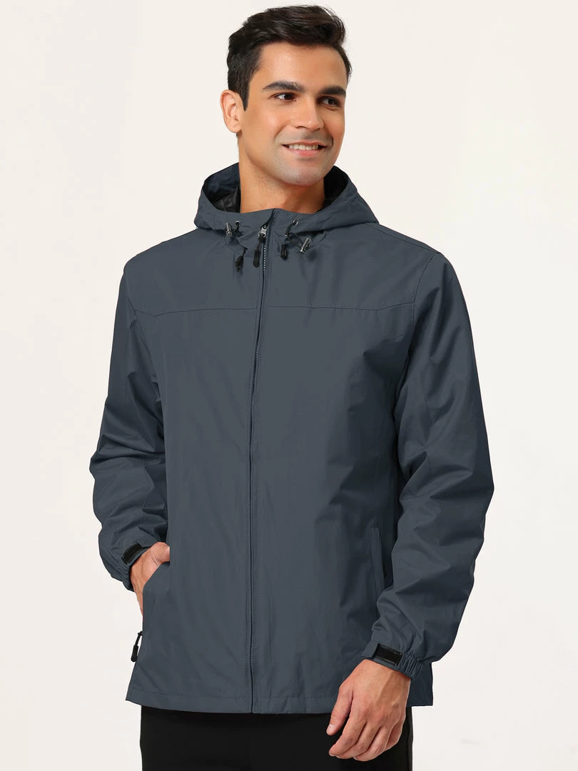 Allegra K Men's Hoodie Windbreaker Sports Hiking Cycling Lined Outdoor Drawstring Zipper Jackets 23 Allegra K Men's Hoodie Windbreaker Sports Hiking Cycling Lined Outdoor Drawstring Zipper Jackets