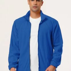 Allegra K Men's Full-Zip Fleece Jacket Long Sleeves Soft Stand Collar Winter Outdoor Coat With Pockets 45 Allegra K Men's Full-Zip Fleece Jacket Long Sleeves Soft Stand Collar Winter Outdoor Coat With Pockets