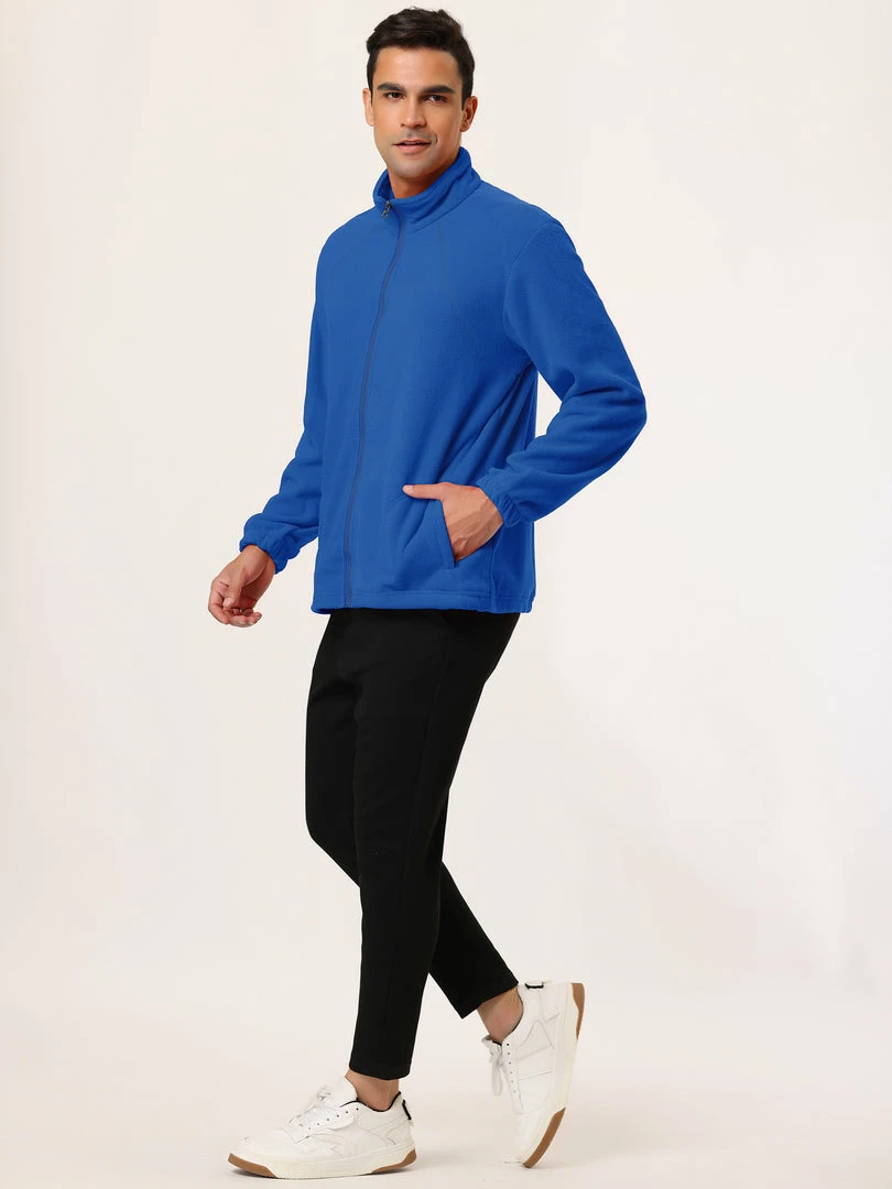 Allegra K Men's Full-Zip Fleece Jacket Long Sleeves Soft Stand Collar Winter Outdoor Coat With Pockets 11 Allegra K Men's Full-Zip Fleece Jacket Long Sleeves Soft Stand Collar Winter Outdoor Coat With Pockets
