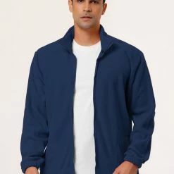 Allegra K Men's Full-Zip Fleece Jacket Long Sleeves Soft Stand Collar Winter Outdoor Coat With Pockets 40 Allegra K Men's Full-Zip Fleece Jacket Long Sleeves Soft Stand Collar Winter Outdoor Coat With Pockets