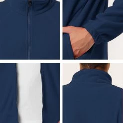 Allegra K Men's Full-Zip Fleece Jacket Long Sleeves Soft Stand Collar Winter Outdoor Coat With Pockets 43 Allegra K Men's Full-Zip Fleece Jacket Long Sleeves Soft Stand Collar Winter Outdoor Coat With Pockets