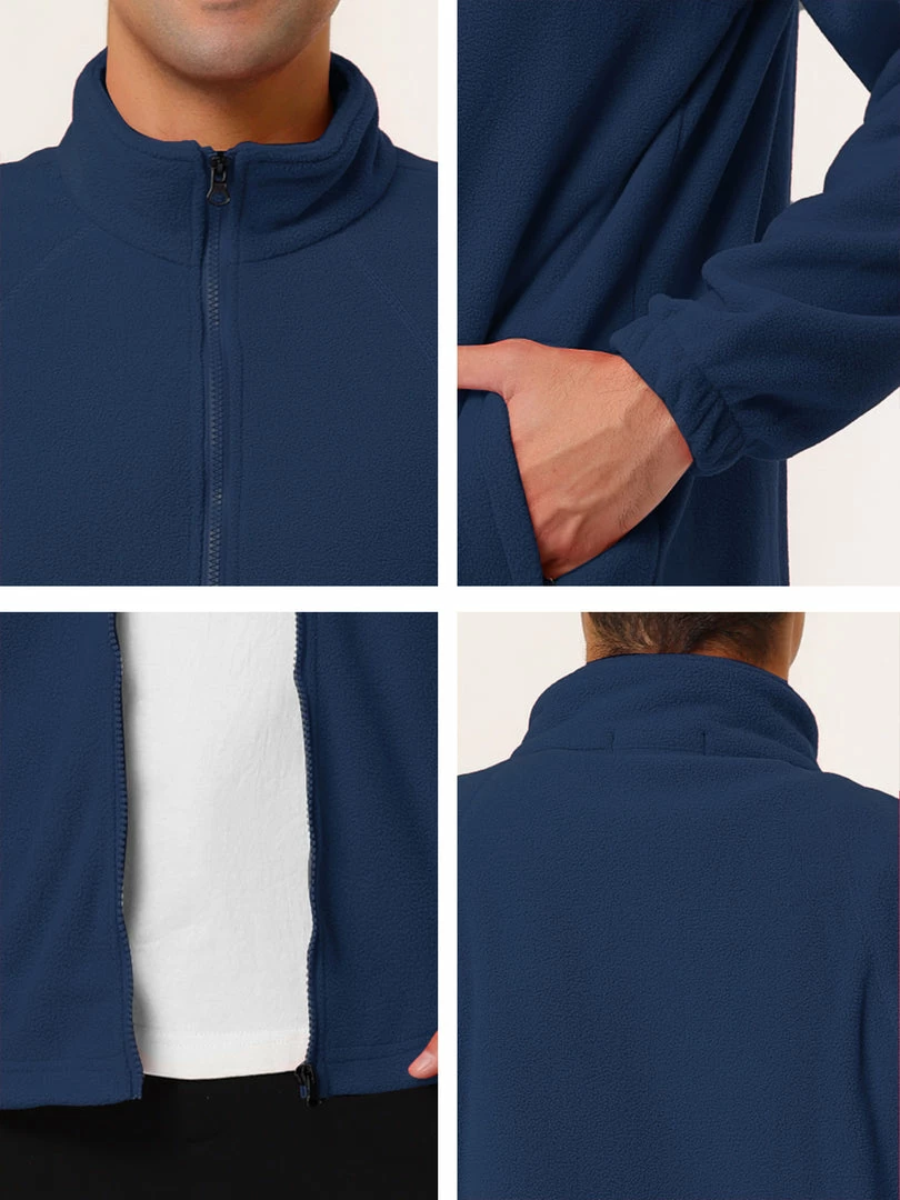 Allegra K Men's Full-Zip Fleece Jacket Long Sleeves Soft Stand Collar Winter Outdoor Coat With Pockets 8 Allegra K Men's Full-Zip Fleece Jacket Long Sleeves Soft Stand Collar Winter Outdoor Coat With Pockets