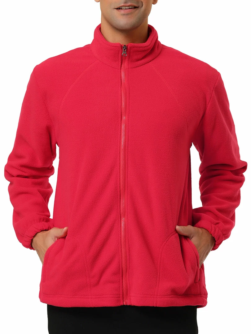 Allegra K Men's Full-Zip Fleece Jacket Long Sleeves Soft Stand Collar Winter Outdoor Coat With Pockets 34 Allegra K Men's Full-Zip Fleece Jacket Long Sleeves Soft Stand Collar Winter Outdoor Coat With Pockets