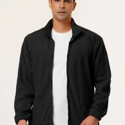 Allegra K Men's Full-Zip Fleece Jacket Long Sleeves Soft Stand Collar Winter Outdoor Coat With Pockets 60 Allegra K Men's Full-Zip Fleece Jacket Long Sleeves Soft Stand Collar Winter Outdoor Coat With Pockets