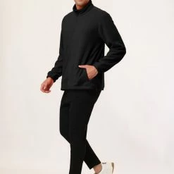 Allegra K Men's Full-Zip Fleece Jacket Long Sleeves Soft Stand Collar Winter Outdoor Coat With Pockets 61 Allegra K Men's Full-Zip Fleece Jacket Long Sleeves Soft Stand Collar Winter Outdoor Coat With Pockets