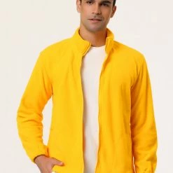 Allegra K Men's Full-Zip Fleece Jacket Long Sleeves Soft Stand Collar Winter Outdoor Coat With Pockets 50 Allegra K Men's Full-Zip Fleece Jacket Long Sleeves Soft Stand Collar Winter Outdoor Coat With Pockets