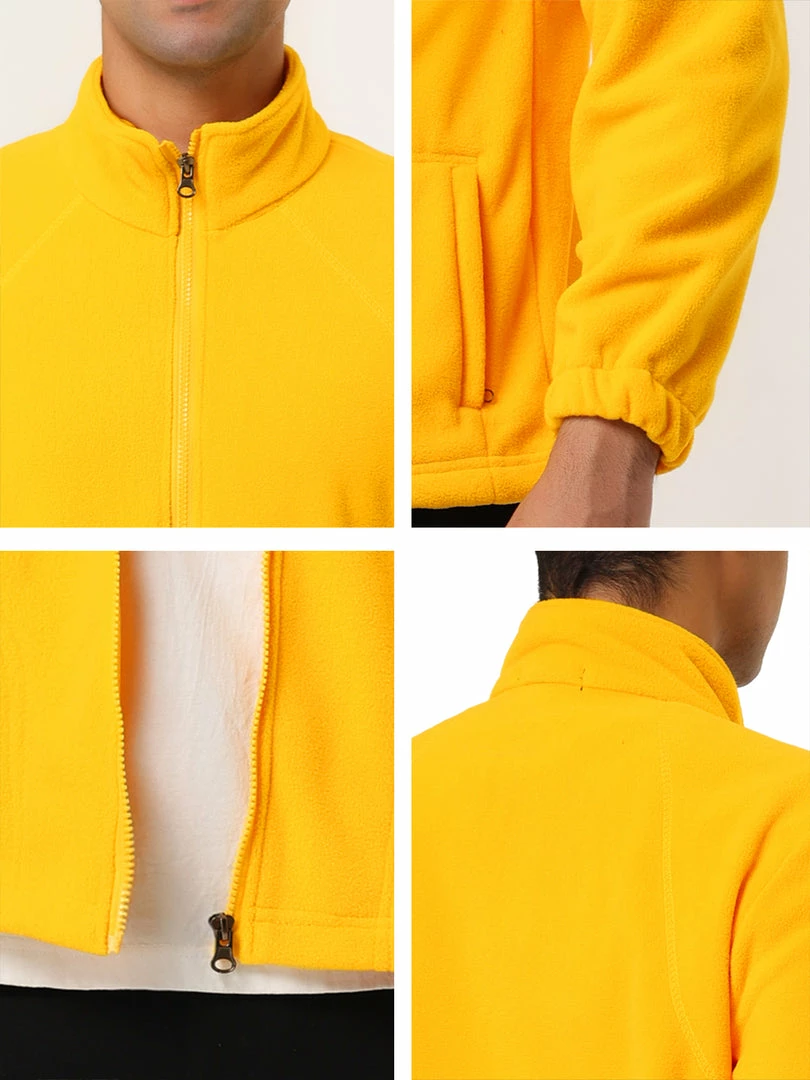 Allegra K Men's Full-Zip Fleece Jacket Long Sleeves Soft Stand Collar Winter Outdoor Coat With Pockets 18 Allegra K Men's Full-Zip Fleece Jacket Long Sleeves Soft Stand Collar Winter Outdoor Coat With Pockets