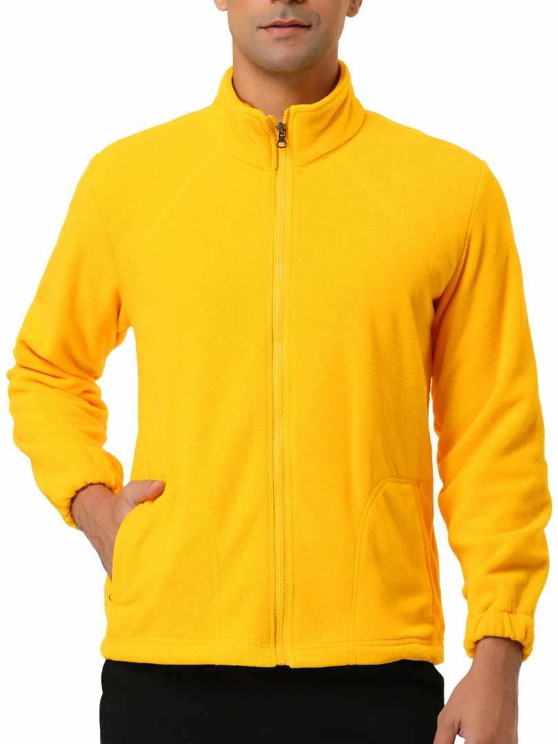 Allegra K Men's Full-Zip Fleece Jacket Long Sleeves Soft Stand Collar Winter Outdoor Coat With Pockets 14 Allegra K Men's Full-Zip Fleece Jacket Long Sleeves Soft Stand Collar Winter Outdoor Coat With Pockets